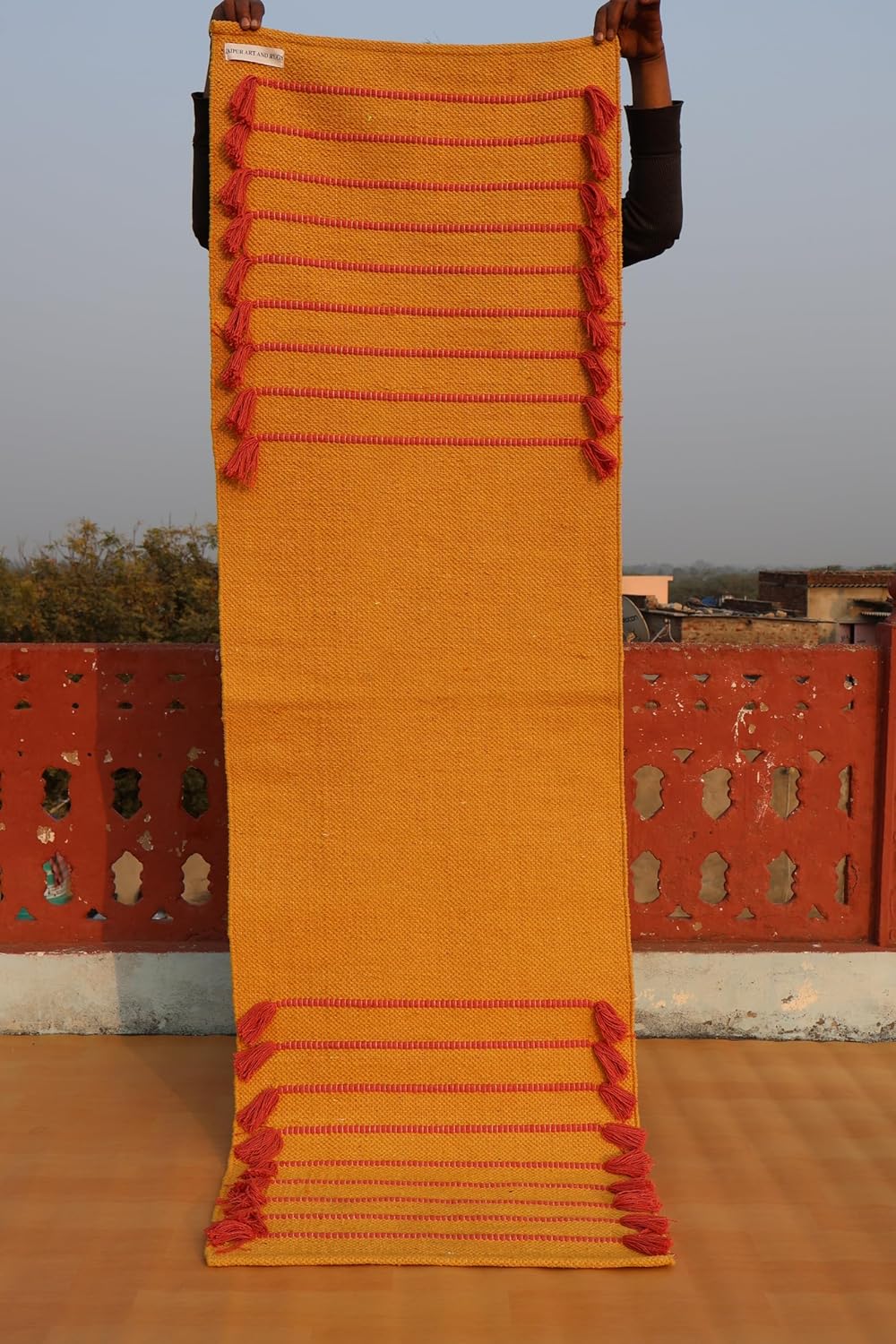 Jaipur Art & Rugs Cotton Yoga Rug - Eco-Friendly Hand-Woven Thick Mat (24”x72”x5mm) for Everyday Fitness at Home - Comfortable & Extra-Long - Colors A