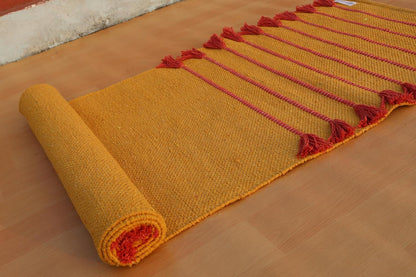 Jaipur Art & Rugs Cotton Yoga Rug - Eco-Friendly Hand-Woven Thick Mat (24”x72”x5mm) for Everyday Fitness at Home - Comfortable & Extra-Long - Colors A