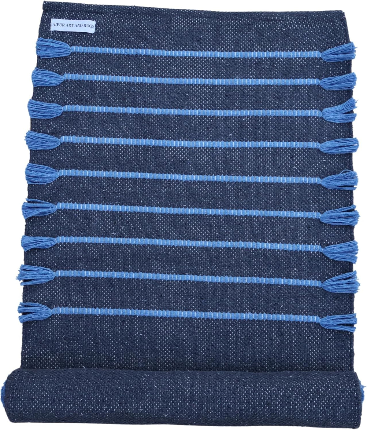 Jaipur Art & Rugs Cotton Yoga Rug - Eco-Friendly Hand-Woven Thick Mat (24”x72”x5mm) for Everyday Fitness at Home - Comfortable & Extra-Long - Colors A