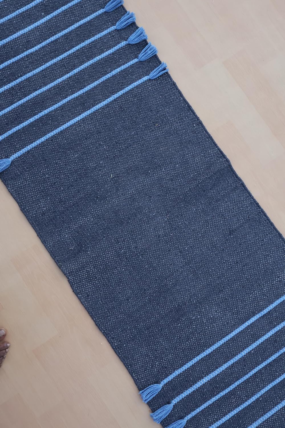 Jaipur Art & Rugs Cotton Yoga Rug - Eco-Friendly Hand-Woven Thick Mat (24”x72”x5mm) for Everyday Fitness at Home - Comfortable & Extra-Long - Colors A