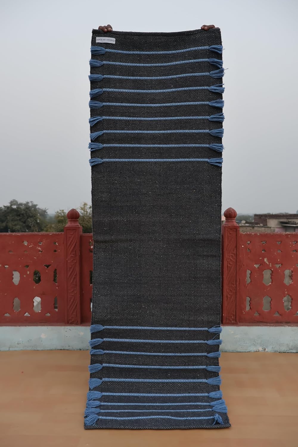 Jaipur Art & Rugs Cotton Yoga Rug - Eco-Friendly Hand-Woven Thick Mat (24”x72”x5mm) for Everyday Fitness at Home - Comfortable & Extra-Long - Colors A