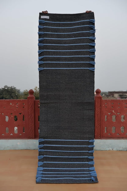 Jaipur Art & Rugs Cotton Yoga Rug - Eco-Friendly Hand-Woven Thick Mat (24”x72”x5mm) for Everyday Fitness at Home - Comfortable & Extra-Long - Colors A