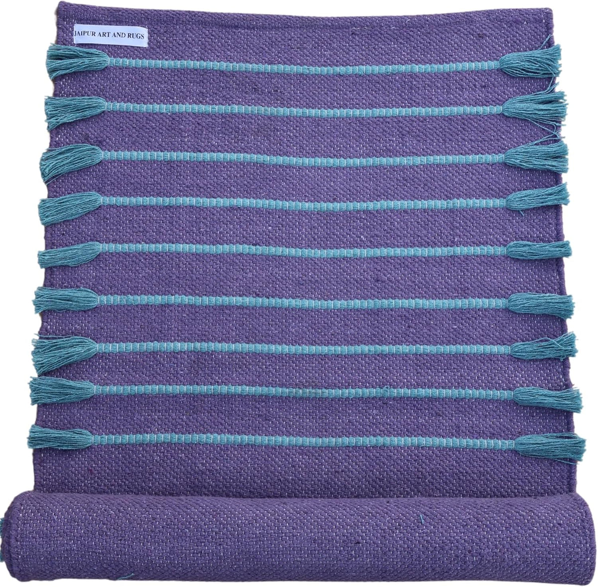Jaipur Art & Rugs Cotton Yoga Rug - Eco-Friendly Hand-Woven Thick Mat (24”x72”x5mm) for Everyday Fitness at Home - Comfortable & Extra-Long - Colors A