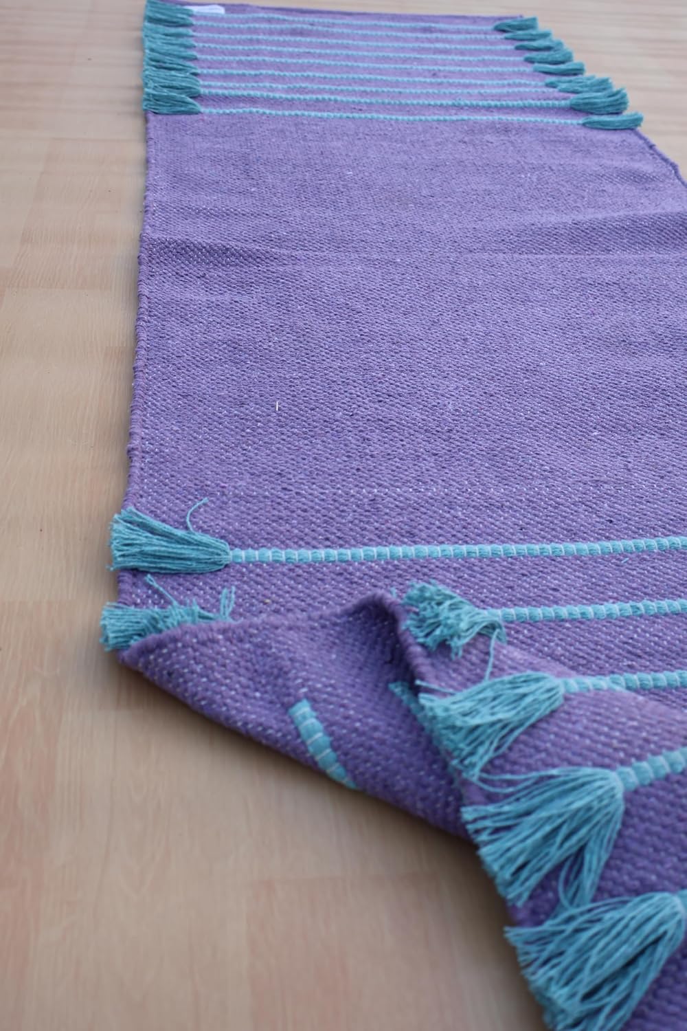 Jaipur Art & Rugs Cotton Yoga Rug - Eco-Friendly Hand-Woven Thick Mat (24”x72”x5mm) for Everyday Fitness at Home - Comfortable & Extra-Long - Colors A