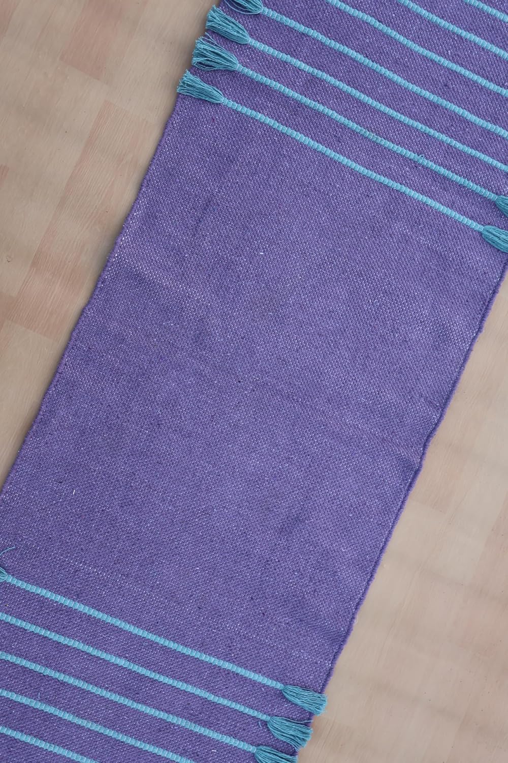 Jaipur Art & Rugs Cotton Yoga Rug - Eco-Friendly Hand-Woven Thick Mat (24”x72”x5mm) for Everyday Fitness at Home - Comfortable & Extra-Long - Colors A