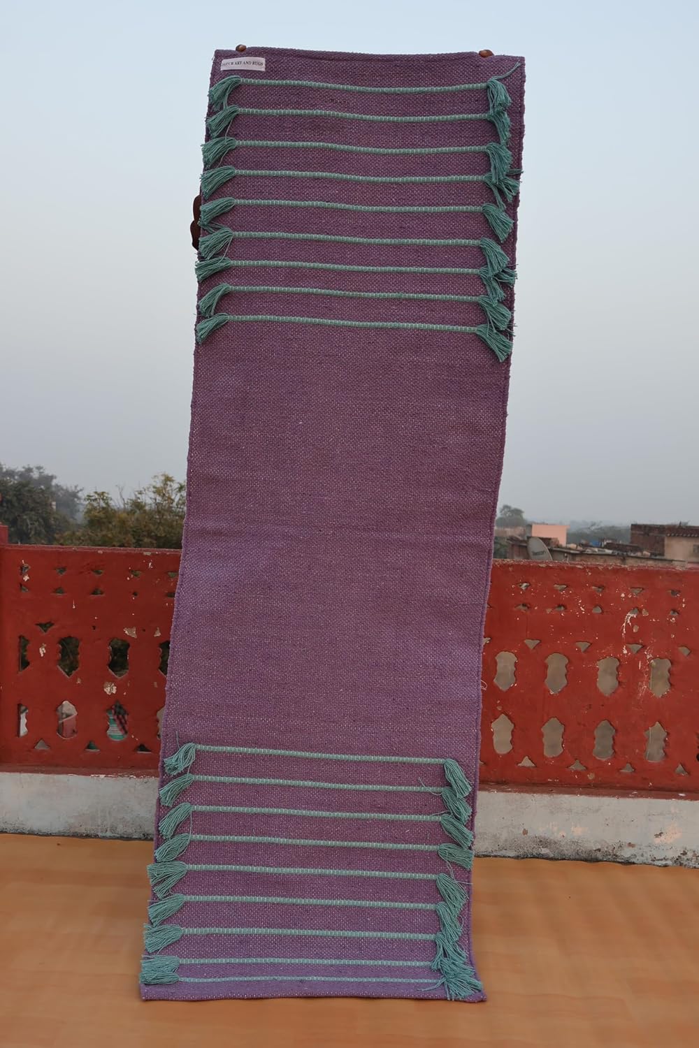 Jaipur Art & Rugs Cotton Yoga Rug - Eco-Friendly Hand-Woven Thick Mat (24”x72”x5mm) for Everyday Fitness at Home - Comfortable & Extra-Long - Colors A