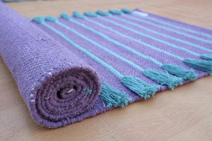 Jaipur Art & Rugs Cotton Yoga Rug - Eco-Friendly Hand-Woven Thick Mat (24”x72”x5mm) for Everyday Fitness at Home - Comfortable & Extra-Long - Colors A