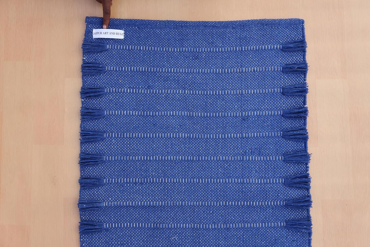 Jaipur Art & Rugs Cotton Yoga Rug - Eco-Friendly Hand-Woven Thick Mat (24”x72”x5mm) for Everyday Fitness at Home - Comfortable & Extra-Long - Colors A