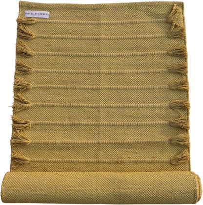Jaipur Art & Rugs Cotton Yoga Rug - Eco-Friendly Hand-Woven Thick Mat (24”x72”x5mm) for Everyday Fitness at Home - Comfortable & Extra-Long - Colors A