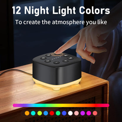 White Noise Sound Machine 30 Soothing Sounds with 32 Volume Control 12 Night Light 5 Timers Portable Sleep Machine for Travel Powered by AC or USB Sleep Therapy for Baby Kids Adults (White)