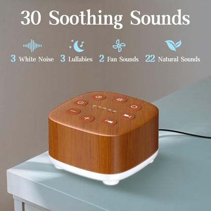 White Noise Sound Machine 30 Soothing Sounds with 32 Volume Control 12 Night Light 5 Timers Portable Sleep Machine for Travel Powered by AC or USB Sleep Therapy for Baby Kids Adults (White)