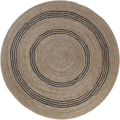 100% Hand Braided Jute Rug Geometric Beige & Black Circle Area Rug Indoor/Outdoor Use Yoga Mat Best Uses for Learning Game,Class Room,Nursery Room,Loundry & Kitchen 4x4 Feet Round