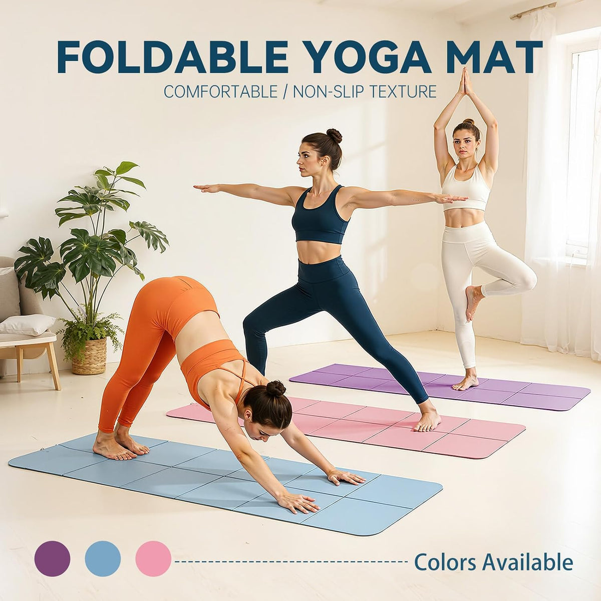 Foldable Yoga Mat Thick Non-Slip Exercise Mat