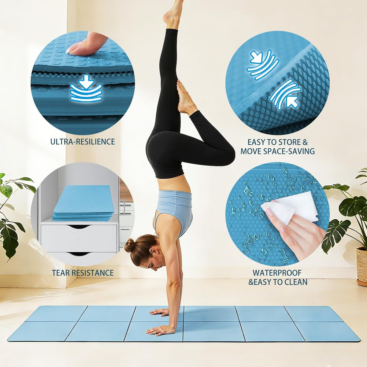 Foldable Yoga Mat Thick Non-Slip Exercise Mat