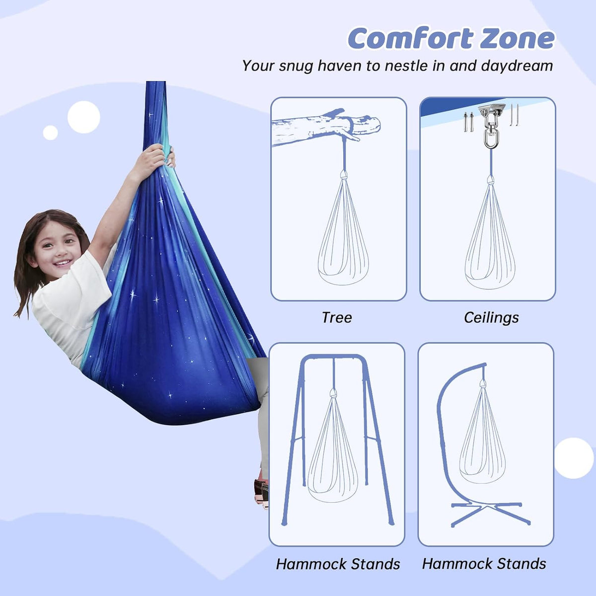 Sensory Swing for Kids & Adult, Indoor Outdoor Cuddle Hammock Chair
