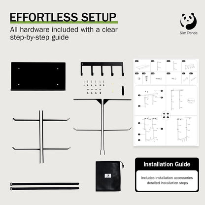 Slim Panda Yoga Mat Holder Wall Mount with Mesh Bag