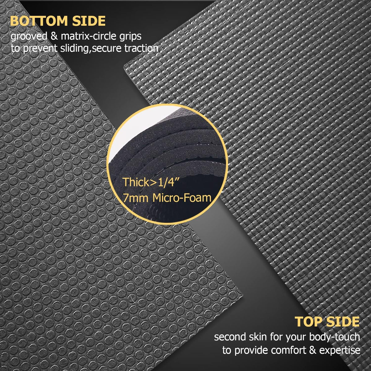 Large Yoga Mat 12'x6'/10'x6'/6'x8'(7mm)