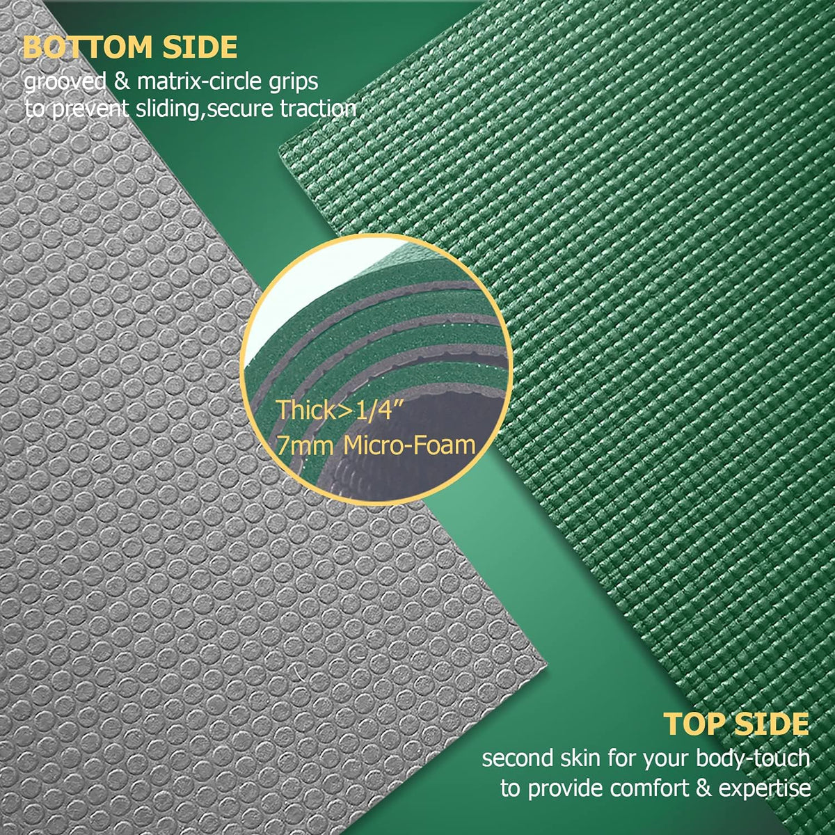 Large Yoga Mat 12'x6'/10'x6'/6'x8'(7mm)
