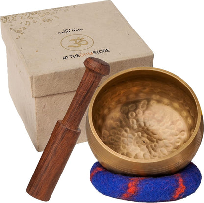 Handcrafted Tibetan Singing Bowl Set – 3.5” Sound Bowl for Meditation, Sound Healing & Yoga – Healing Instrument with Wooden Striker & Cushion – Authentic Hand-Hammered in Nepal
