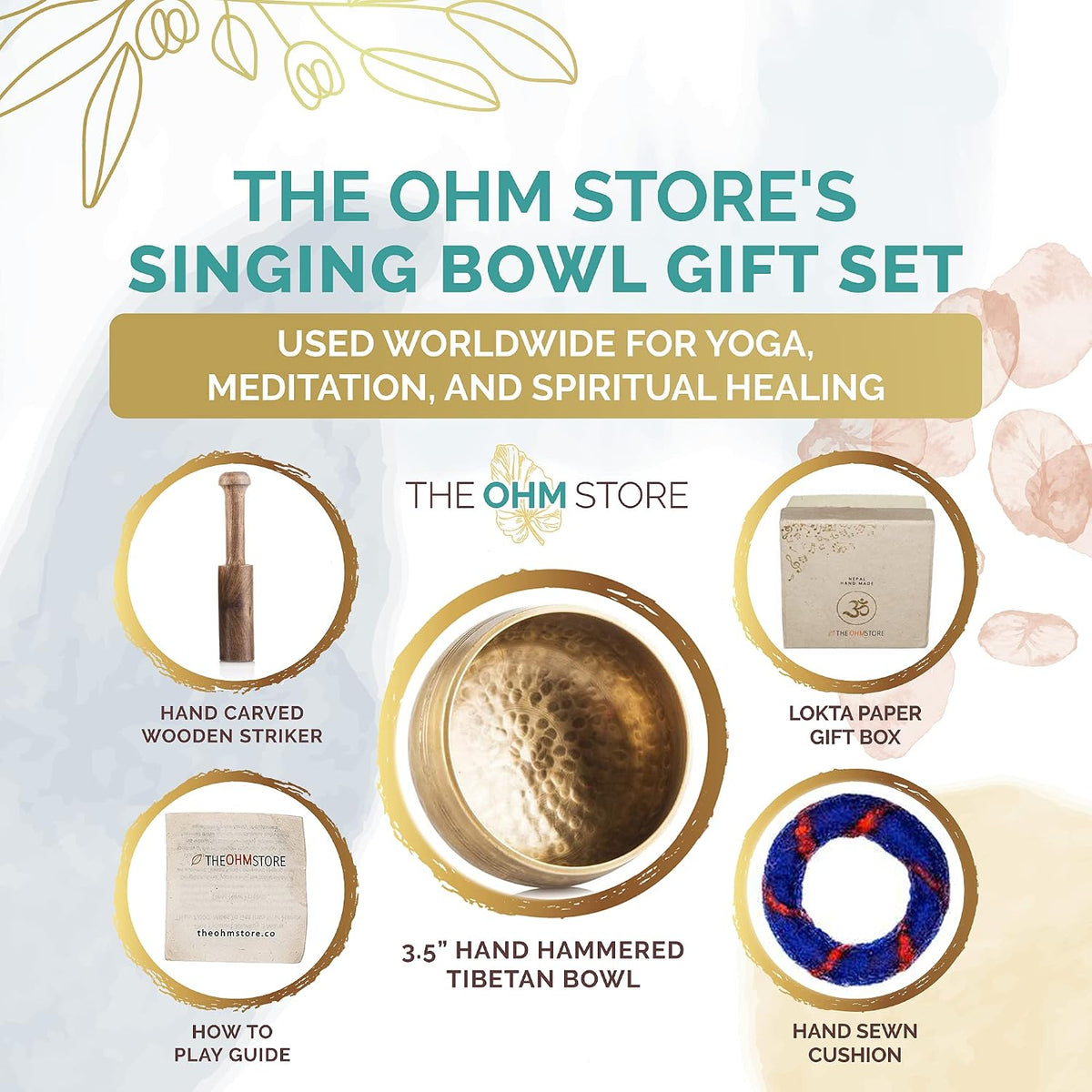 Handcrafted Tibetan Singing Bowl Set – 3.5” Sound Bowl for Meditation, Sound Healing & Yoga – Healing Instrument with Wooden Striker & Cushion – Authentic Hand-Hammered in Nepal