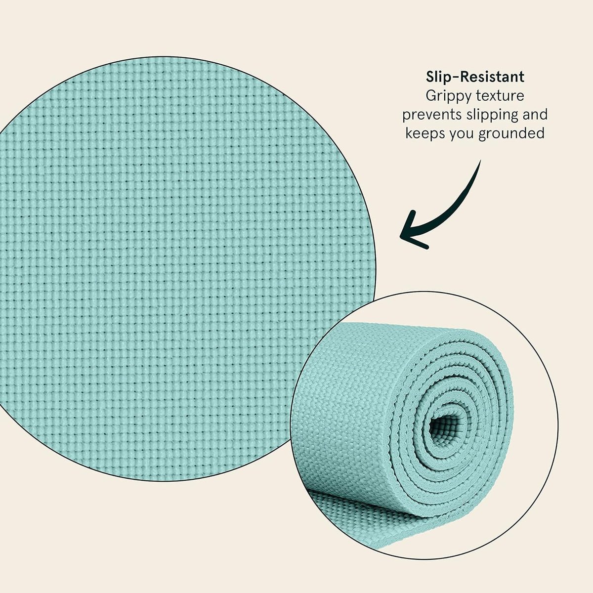 Pismo Yoga Mat w/Nylon Strap for Men & Women - Non Slip Exercise Mat for Yoga, Pilates, Stretching, Floor & Fitness Workouts, .5mm Thick, Easy to Clean