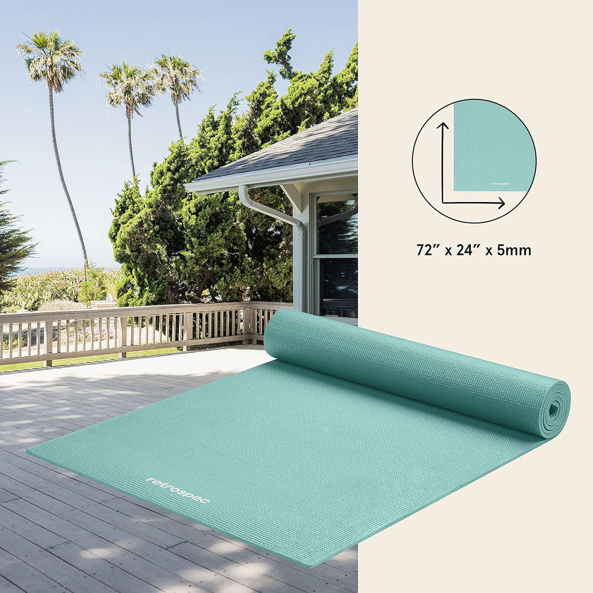 Pismo Yoga Mat w/Nylon Strap for Men & Women - Non Slip Exercise Mat for Yoga, Pilates, Stretching, Floor & Fitness Workouts, .5mm Thick, Easy to Clean