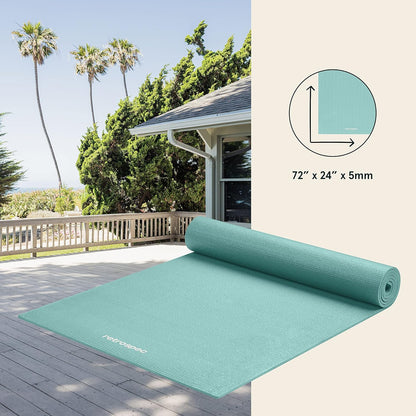 Pismo Yoga Mat w/Nylon Strap for Men & Women - Non Slip Exercise Mat for Yoga, Pilates, Stretching, Floor & Fitness Workouts, .5mm Thick, Easy to Clean