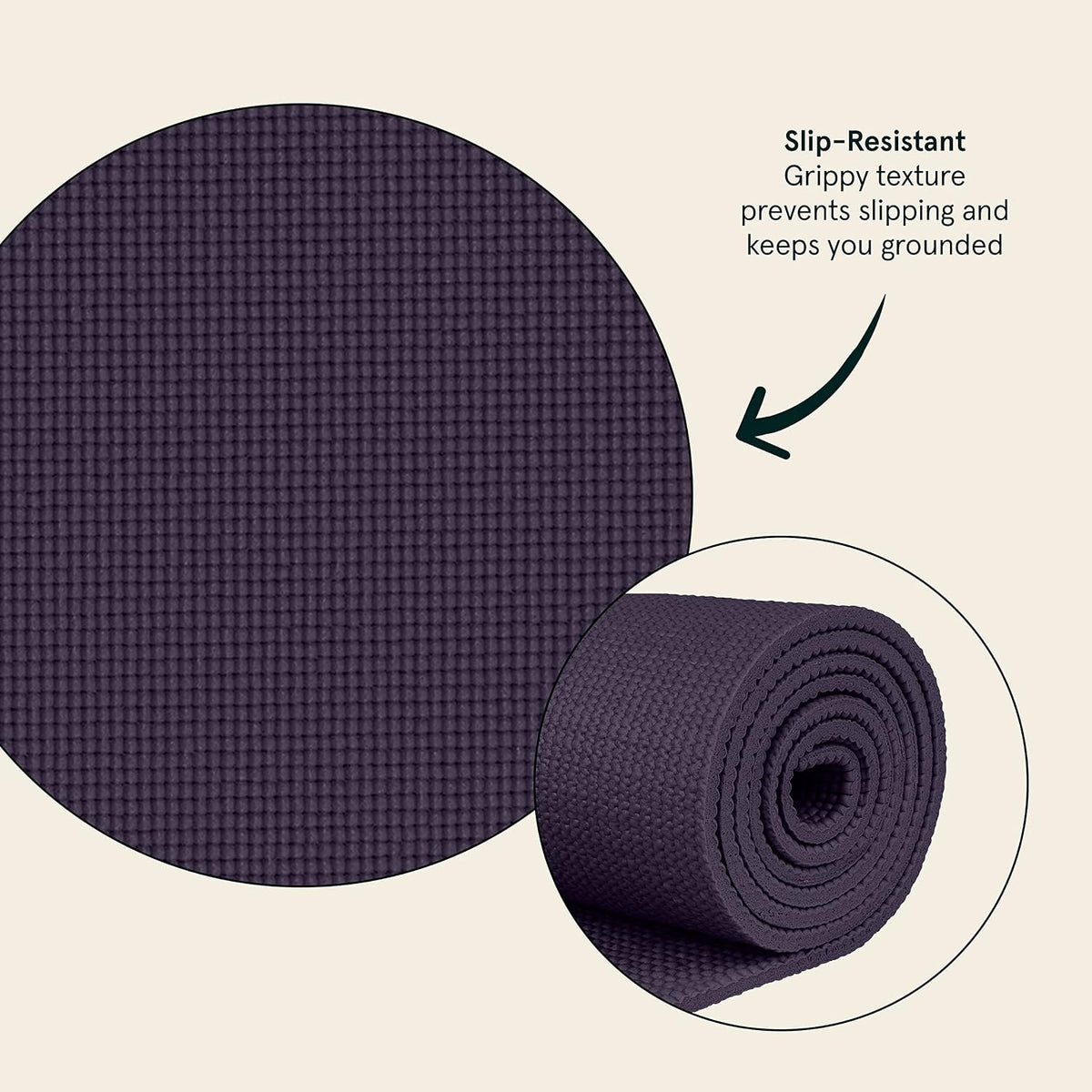 Pismo Yoga Mat w/Nylon Strap for Men & Women - Non Slip Exercise Mat for Yoga, Pilates, Stretching, Floor & Fitness Workouts, .5mm Thick, Easy to Clean