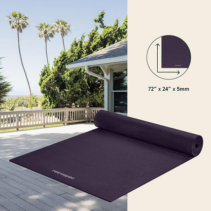 Pismo Yoga Mat w/Nylon Strap for Men & Women - Non Slip Exercise Mat for Yoga, Pilates, Stretching, Floor & Fitness Workouts, .5mm Thick, Easy to Clean