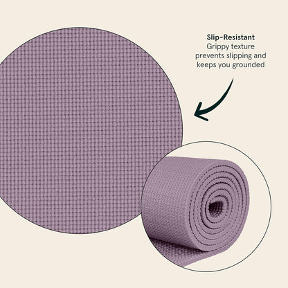 Pismo Yoga Mat w/Nylon Strap for Men & Women - Non Slip Exercise Mat for Yoga, Pilates, Stretching, Floor & Fitness Workouts, .5mm Thick, Easy to Clean