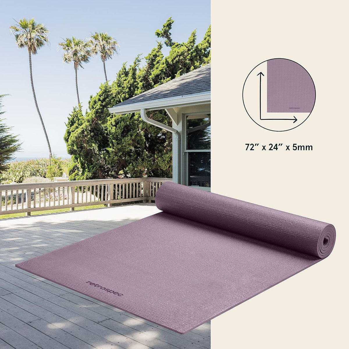 Pismo Yoga Mat w/Nylon Strap for Men & Women - Non Slip Exercise Mat for Yoga, Pilates, Stretching, Floor & Fitness Workouts, .5mm Thick, Easy to Clean