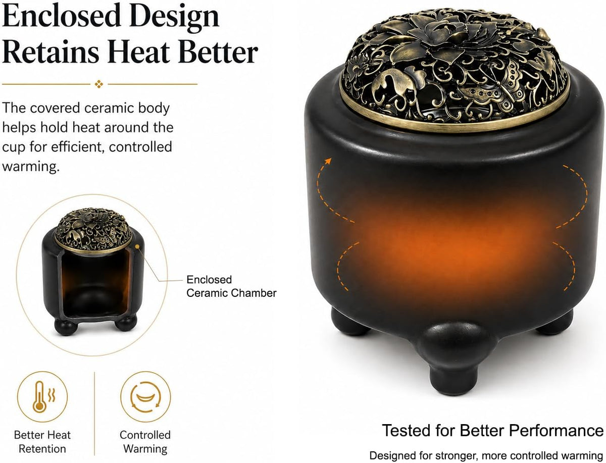 URMIX Electric Incense & Bakhoor Burner – Adjustable Heat, Timer (Black)