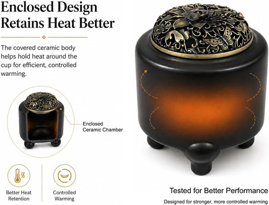 URMIX Electric Incense & Bakhoor Burner – Adjustable Heat, Timer (Black)