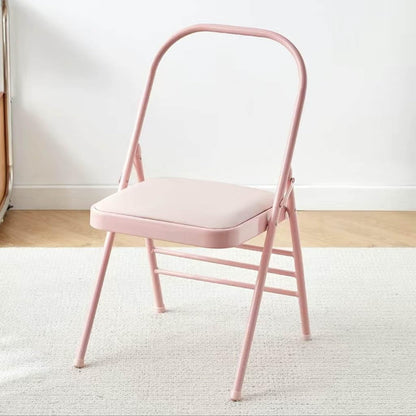 Yoga Auxiliary Chair,Foldable Backless,Yoga Chair Iyengar,Solid Anti Slip,Backless Yoga Chair Prop,Metal Folding Chair,Pink-82.5cm×44.5cm