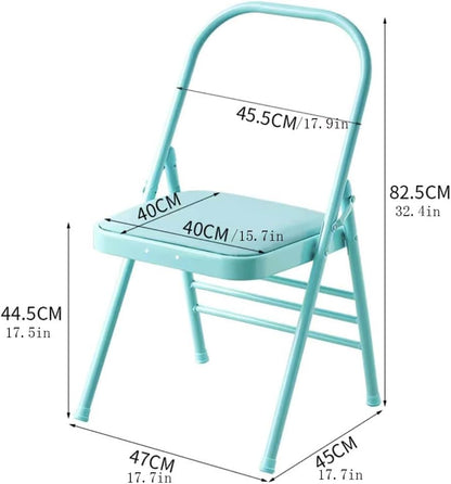 Yoga Auxiliary Chair,Foldable Backless,Yoga Chair Iyengar,Solid Anti Slip,Backless Yoga Chair Prop,Metal Folding Chair,Pink-82.5cm×44.5cm