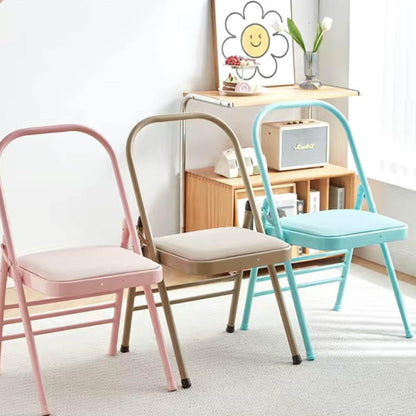 Yoga Auxiliary Chair,Foldable Backless,Yoga Chair Iyengar,Solid Anti Slip,Backless Yoga Chair Prop,Metal Folding Chair,Pink-82.5cm×44.5cm
