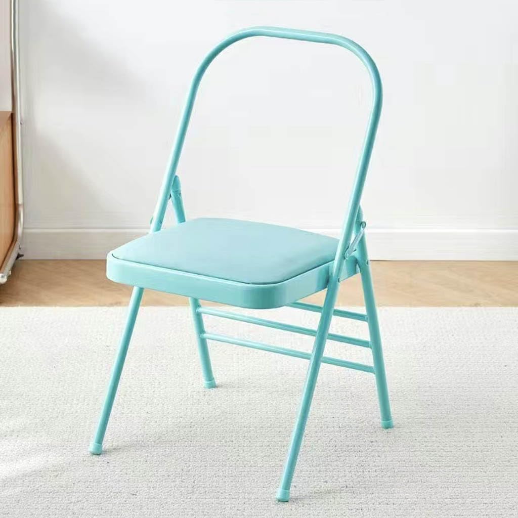 Yoga Auxiliary Chair,Foldable Backless,Yoga Chair Iyengar,Solid Anti Slip,Backless Yoga Chair Prop,Metal Folding Chair,Pink-82.5cm×44.5cm