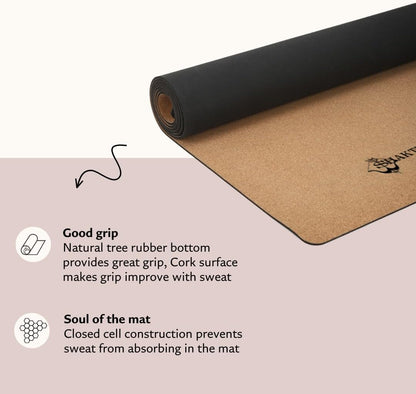 Chakra Cork Yoga mat - Artist Designed, Premium eco Friendly mats, Non Slip, Non Toxic, Great for Regular & Hot Yoga, Pilates and Work Out (72 inch x 24 inch x 3mm Thick)