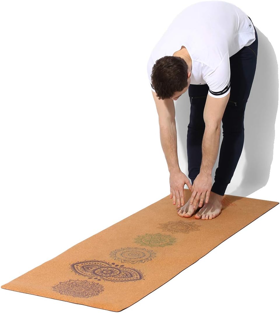 Chakra Cork Yoga mat - Artist Designed, Premium eco Friendly mats, Non Slip, Non Toxic, Great for Regular & Hot Yoga, Pilates and Work Out (72 inch x 24 inch x 3mm Thick)