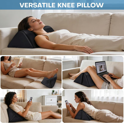 Knee Wedge Pillow for Legs, Under Knee Elevated Pillow for Sleeping on Back