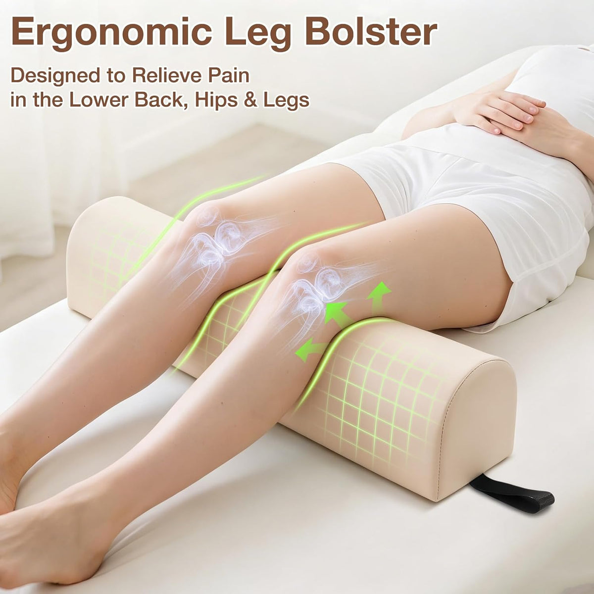 Knee Wedge Pillow for Legs, Under Knee Elevated Pillow for Sleeping on Back