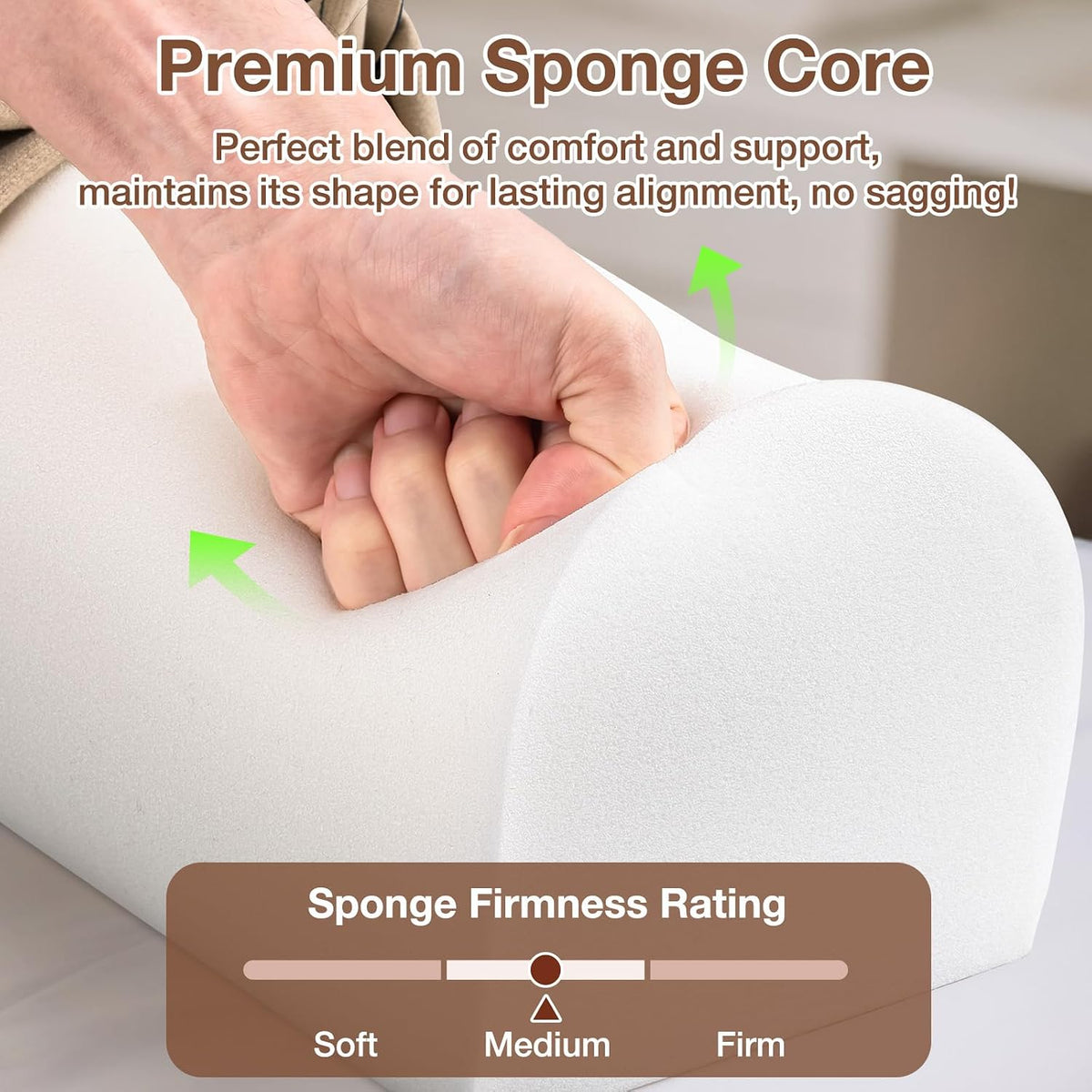 Knee Wedge Pillow for Legs, Under Knee Elevated Pillow for Sleeping on Back