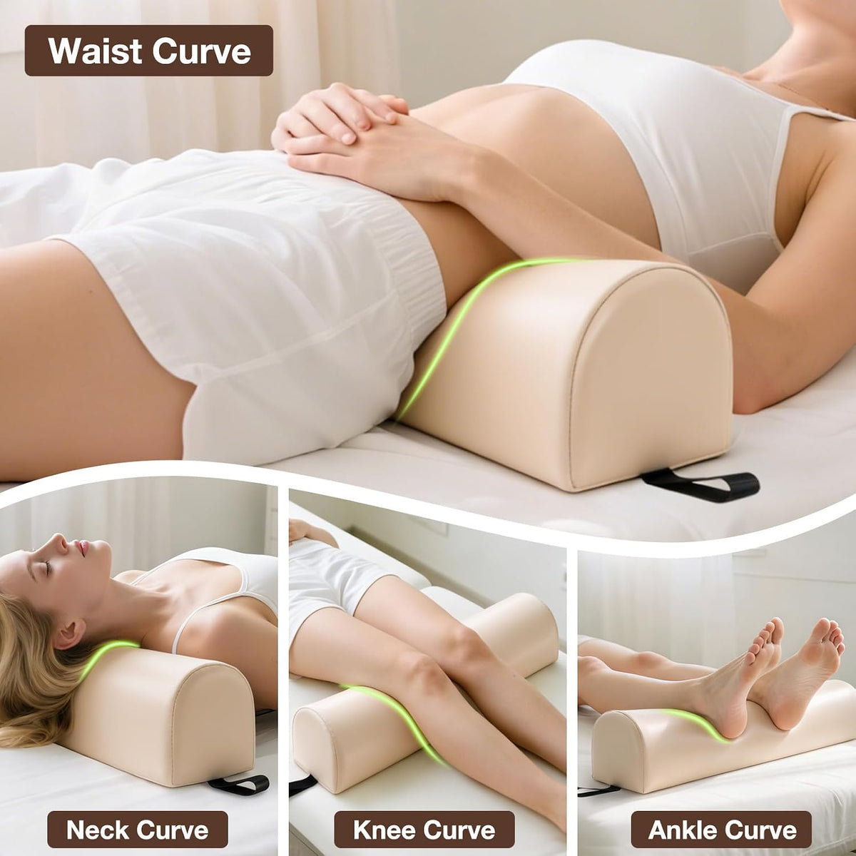 Knee Wedge Pillow for Legs, Under Knee Elevated Pillow for Sleeping on Back