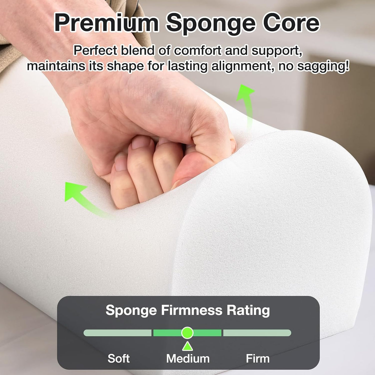 Knee Wedge Pillow for Legs, Under Knee Elevated Pillow for Sleeping on Back
