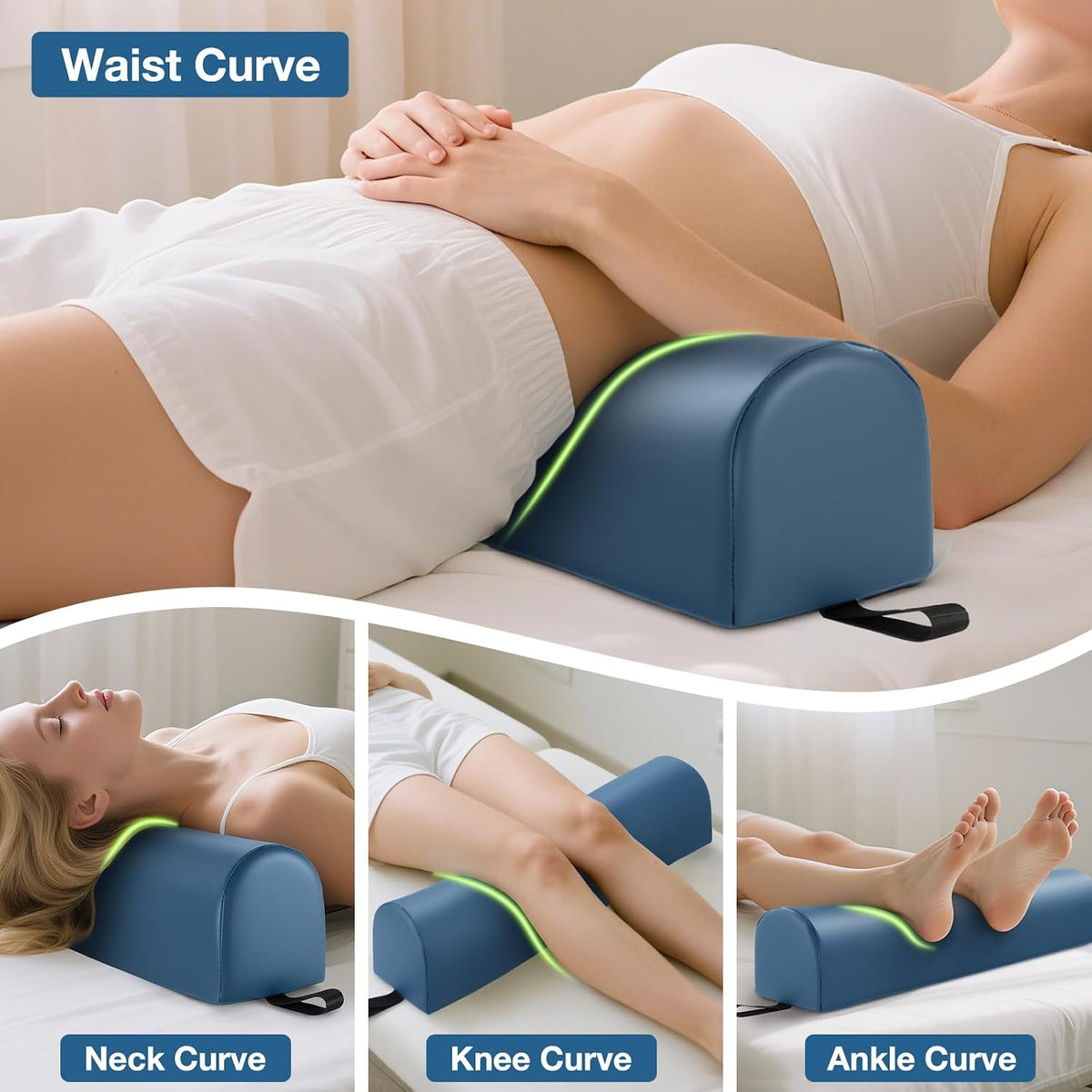 Knee Wedge Pillow for Legs, Under Knee Elevated Pillow for Sleeping on Back