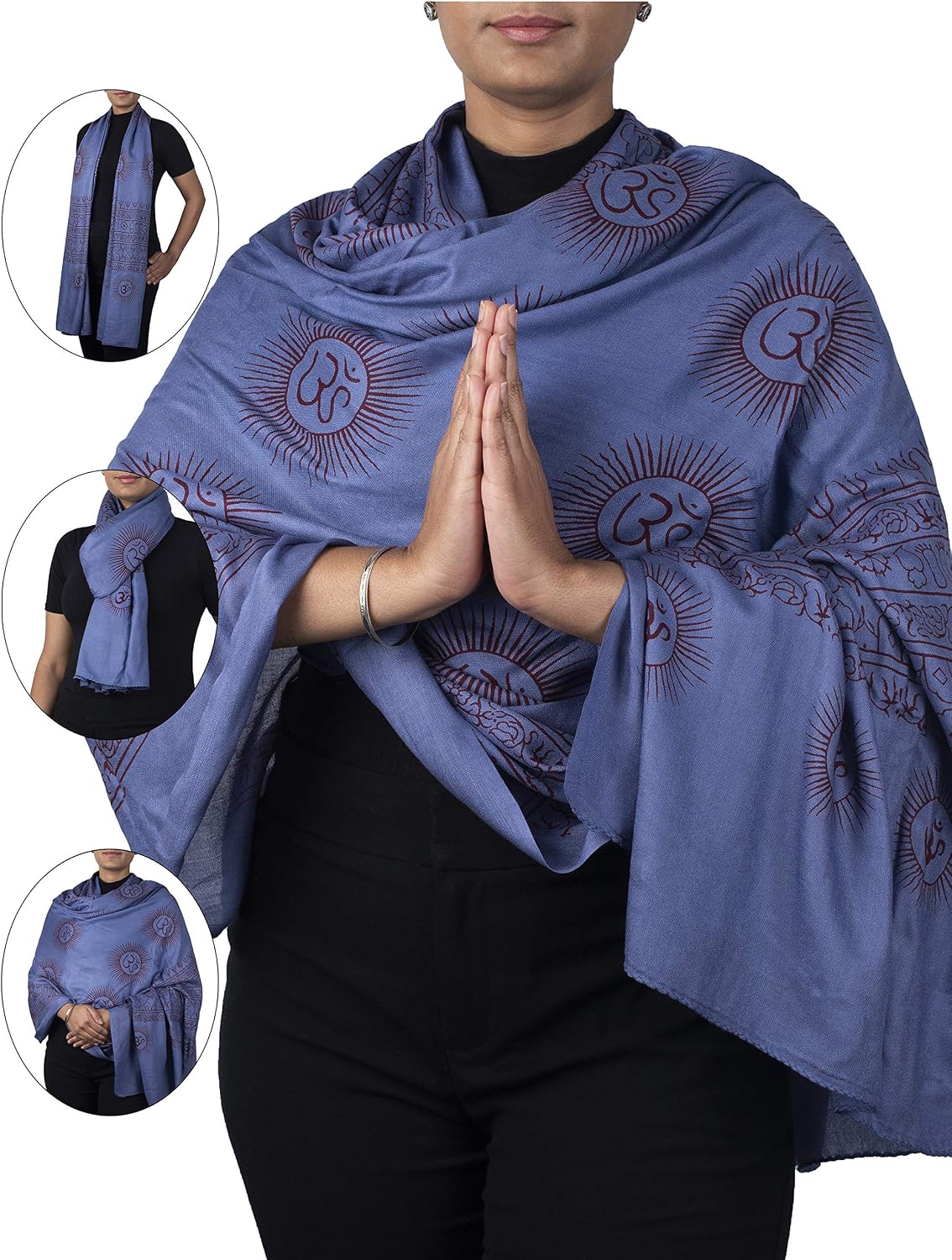 Yoga Scarf Meditation Shawl Large Wrap Hindu Prayer Stole OM print