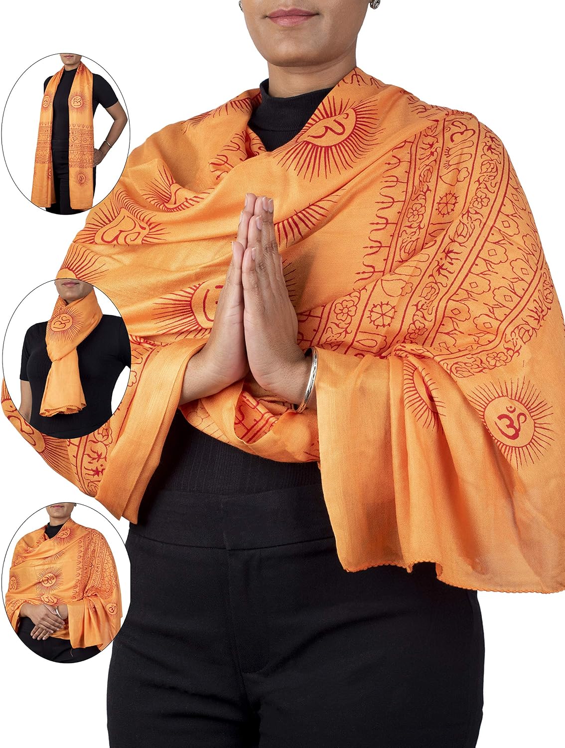 Yoga Scarf Meditation Shawl Large Wrap Hindu Prayer Stole OM print