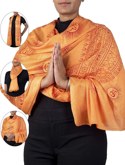 Yoga Scarf Meditation Shawl Large Wrap Hindu Prayer Stole OM print