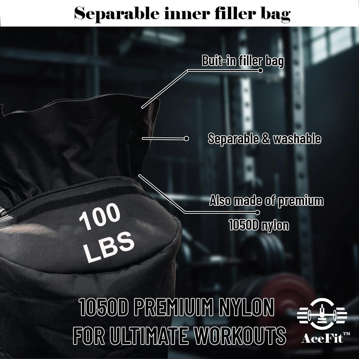 Acefit Training Sandbag for Working Out| Heavy Duty Workout Sandbags| Weights Sand Bags for Training, Exercise| Military Conditioning, Fitness, Cross-Training & Strength Training