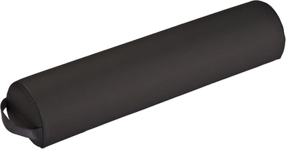Massage Bolster Pillow 3/4 Round – Durable, Easy to Clean 100% PU Upholstery incl. Strap Handle/Professional Quality CFC-Free/Back Pain Relief, Black